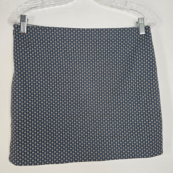 Diane Von Furstenburg Teal Blue Geometric Print Bandage Mini SKirt - Picture 3 of 9